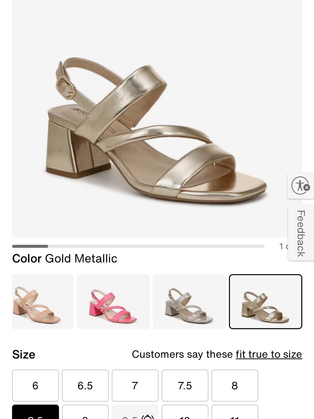 Life Stride Gold Metallic Strappy Block Heel me Sandals